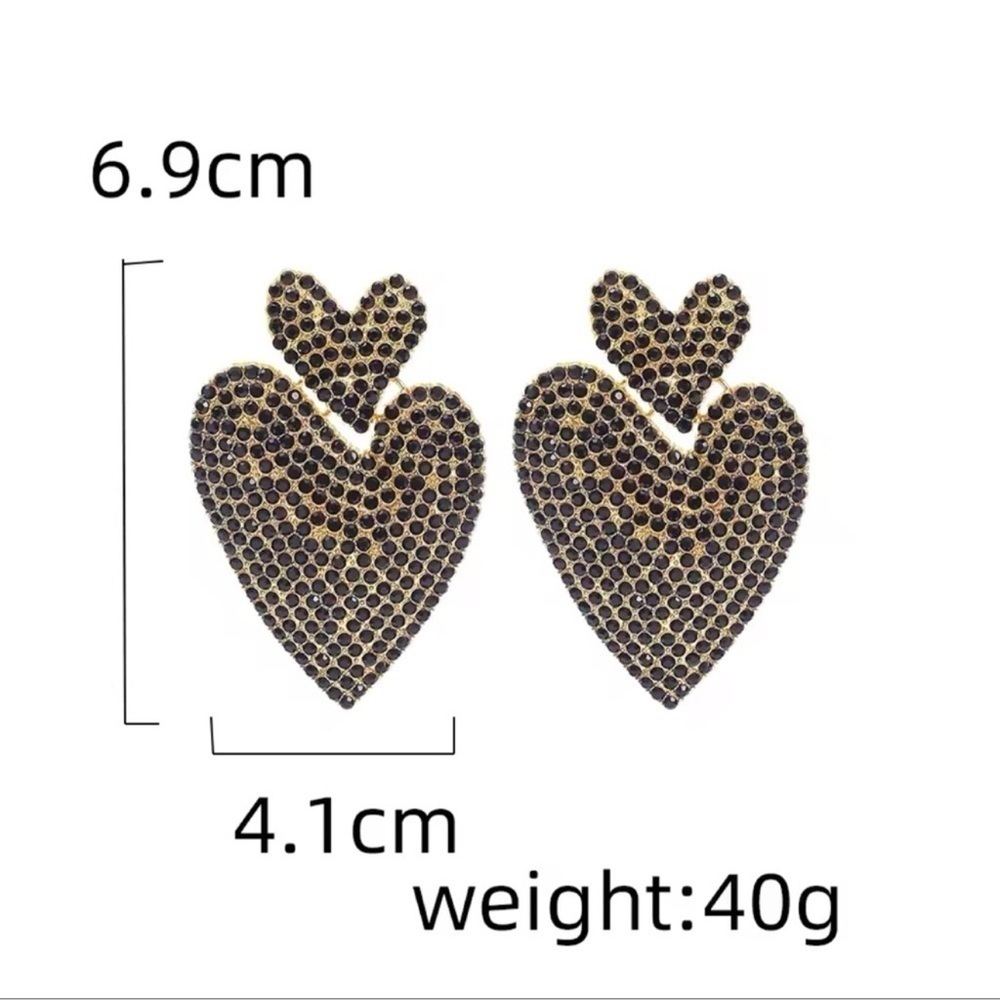 Anthropologie GREEN HEART CRYSTAL DROP EARRINGS - Picture 6 of 13